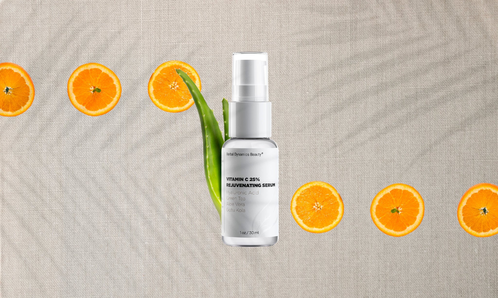 Vitamin C skincare products arranged for different skin types