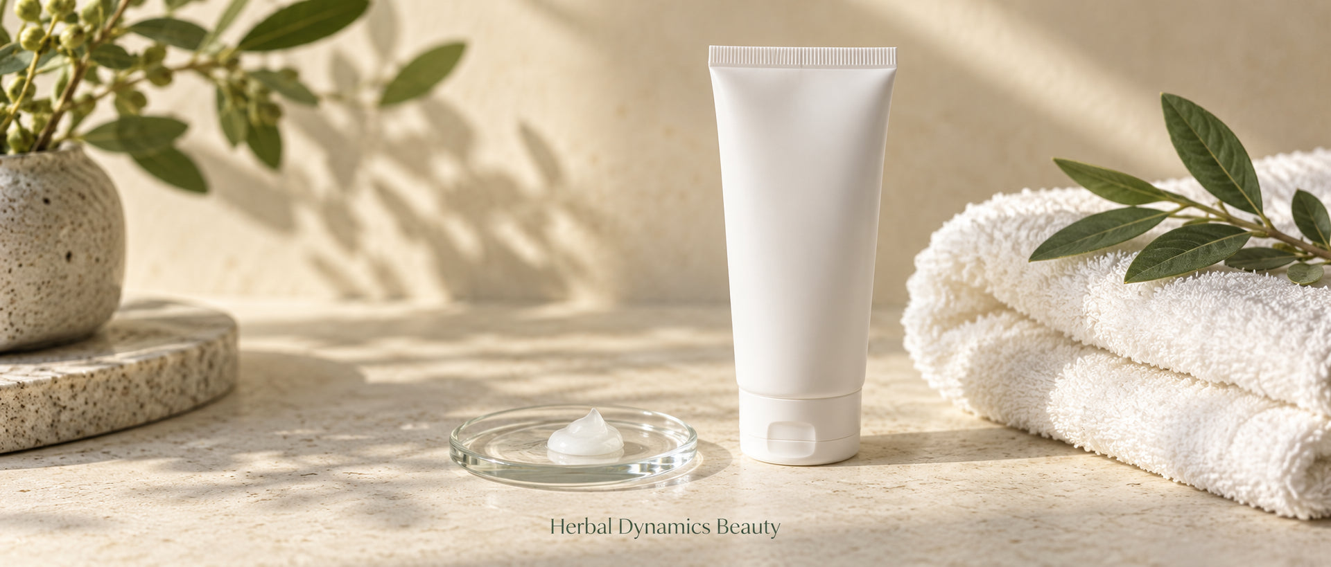 Illustrative unbranded skincare tube and cream texture for a benzoyl peroxide educational guide