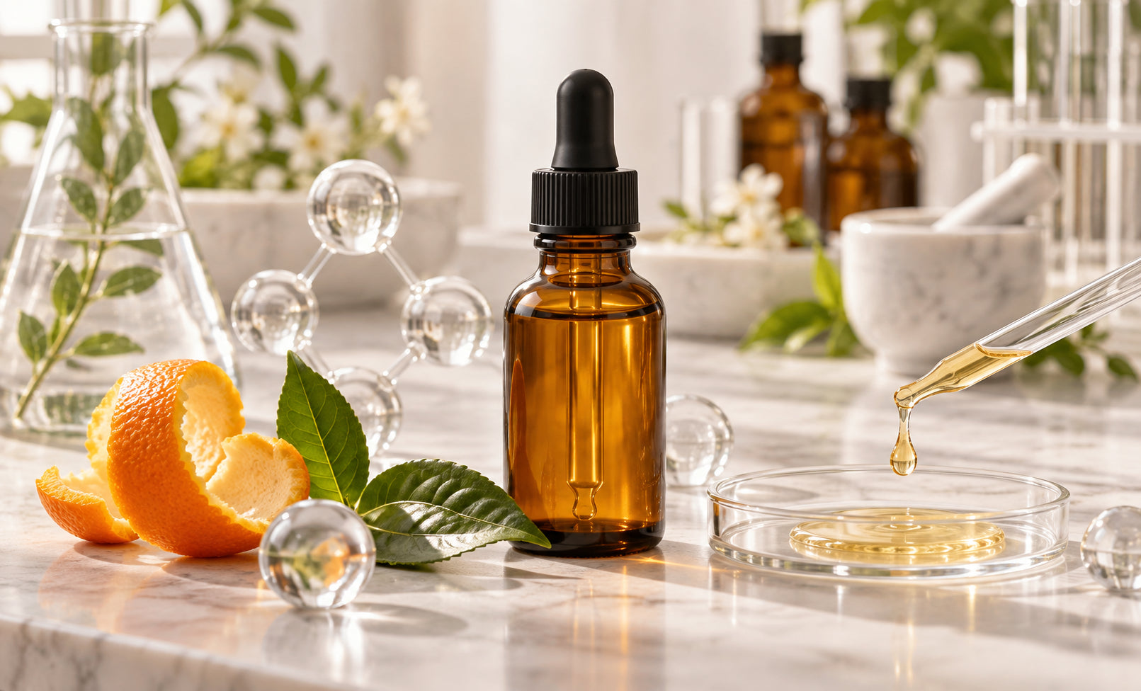 3-O-ethyl ascorbic acid serum in a cosmetic science setting